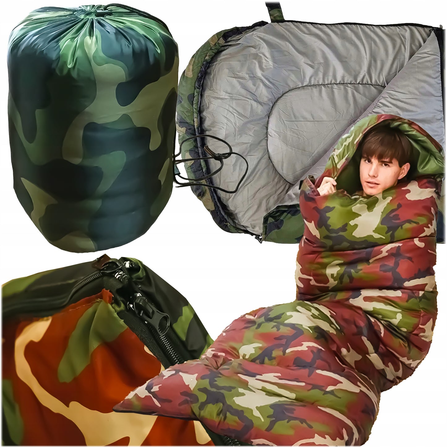 Turistinis miegmaišis su gobtuvu 2in1 – Camo