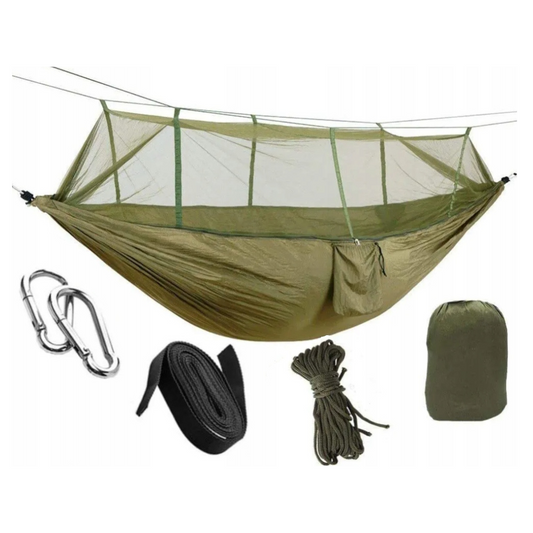 Turistinis hamakas su tinkleliu nuo vabzdžių – 260 × 140 cm
