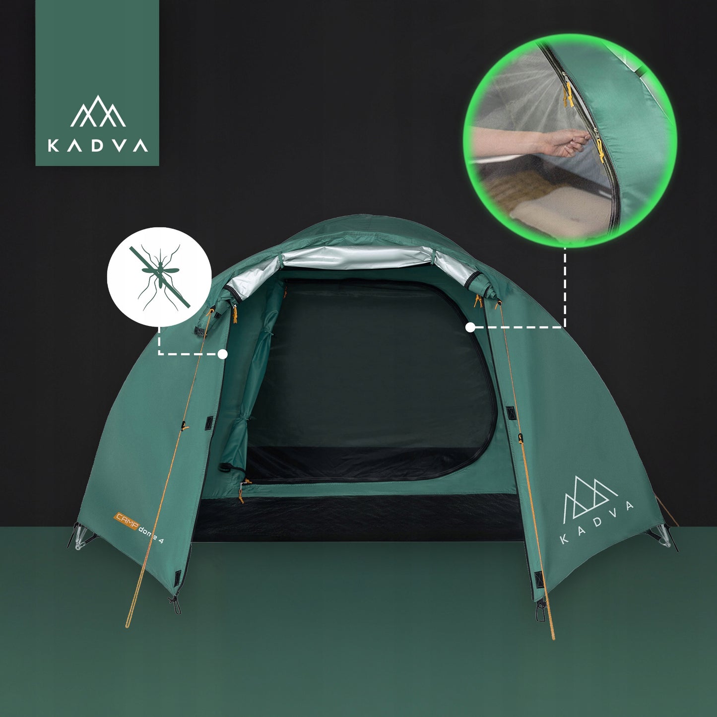 Turistinė palapinė KADVA CAMPdome 4 – 4 asmenims su prieangiu