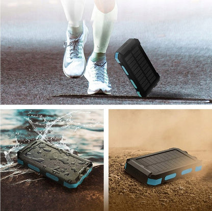 Saulės energijos Powerbank 30000 mAh su žibintuvėliu ir kompasu