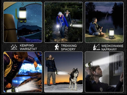 Galingas LED stovyklavimo žibintas EXSMART – prožektorius, kempingo lempa ir Power Bank