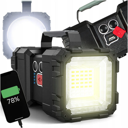 Galingas LED prožektorius 40W su Power Bank – dvipusis įkraunamas stovyklavimo žibintas