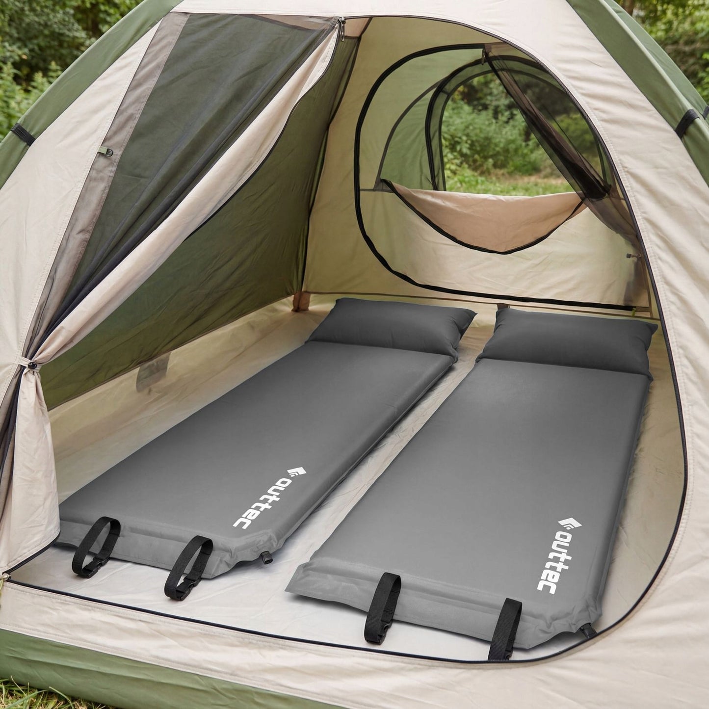 Savaime prisipučiantis turistinis kilimėlis su pagalve Outtec 186 × 53 × 2,5 cm