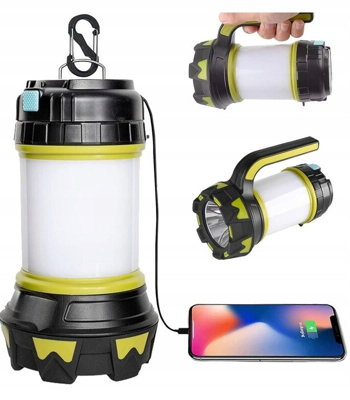 Galingas LED stovyklavimo žibintas EXSMART – prožektorius, kempingo lempa ir Power Bank