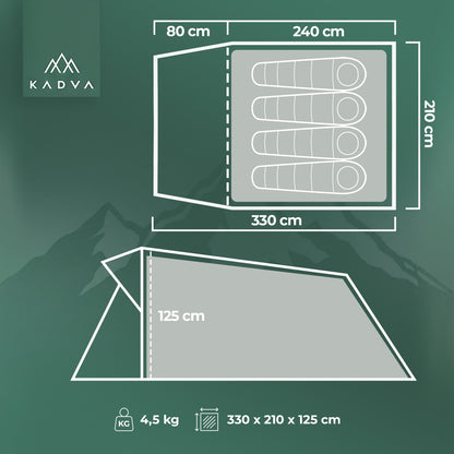 Turistinė palapinė KADVA CAMPdome 4 – 4 asmenims su prieangiu