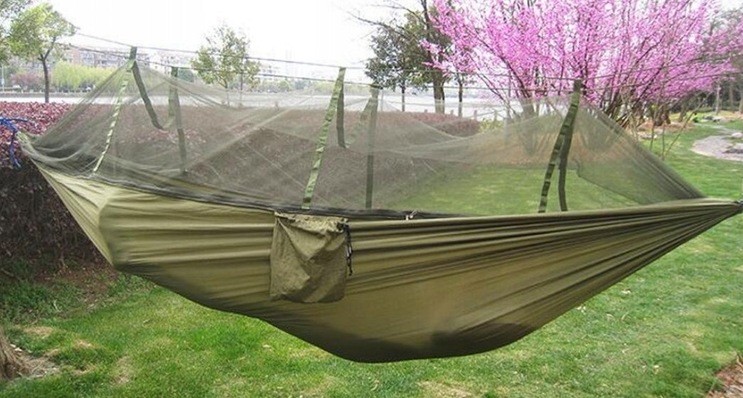 Turistinis hamakas su tinkleliu nuo vabzdžių – 260 × 140 cm
