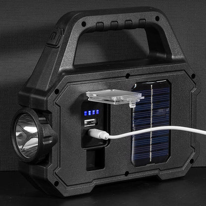 LED stovyklavimo lempa su prožektoriumi ir Power Bank – įkraunama, saulės baterija, 1200 lm