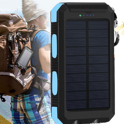 Saulės energijos Powerbank 30000 mAh su žibintuvėliu ir kompasu