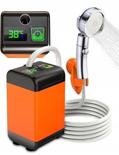 Nešiojamas turistinis dušas su elektrine pompa 4800 mAh ir LED temperatūros ekranu
