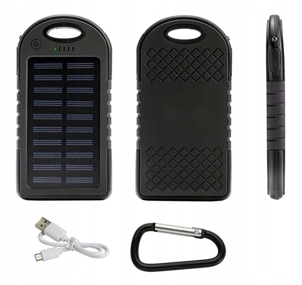 Saulės energijos Powerbank Survivor Power Mini 5000 mAh su žibintuvėliu
