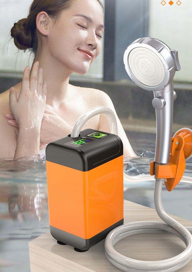 Nešiojamas turistinis dušas su elektrine pompa 4800 mAh ir LED temperatūros ekranu