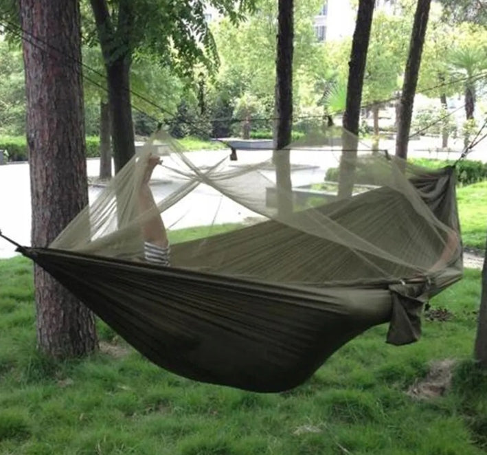 Turistinis hamakas su tinkleliu nuo vabzdžių – 260 × 140 cm