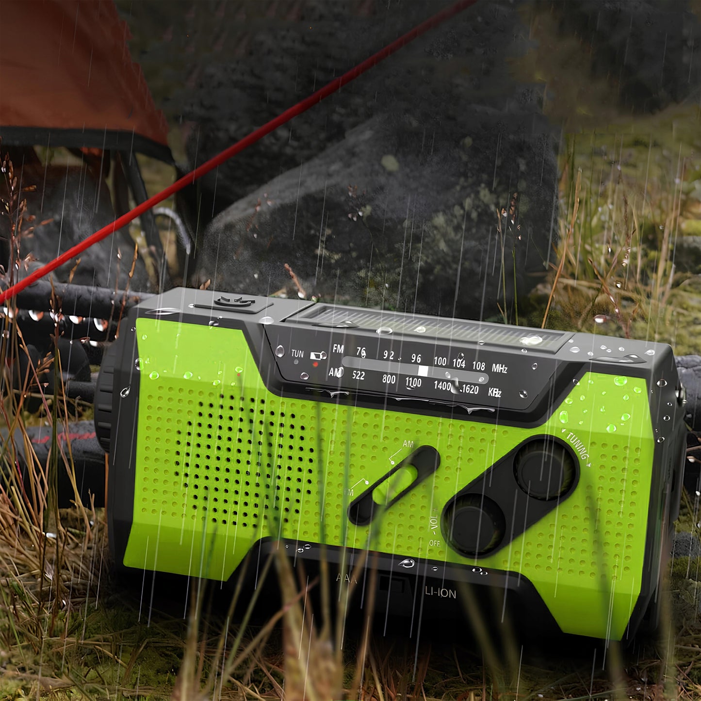 Saulės energijos avarinis radijas Survivor Signal Pro su Powerbank, SOS ir žibintuvėliu