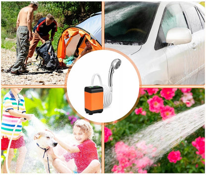 Nešiojamas turistinis dušas su elektrine pompa 4800 mAh ir LED temperatūros ekranu