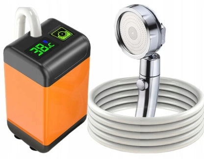 Nešiojamas turistinis dušas su elektrine pompa 4800 mAh ir LED temperatūros ekranu