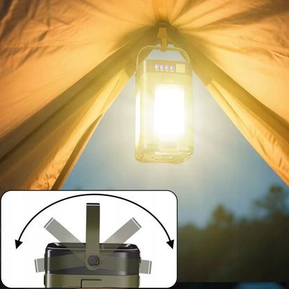 Saulės įkraunama LED stovyklavimo lempa su Power Bank 4000 mAh ir USB-C