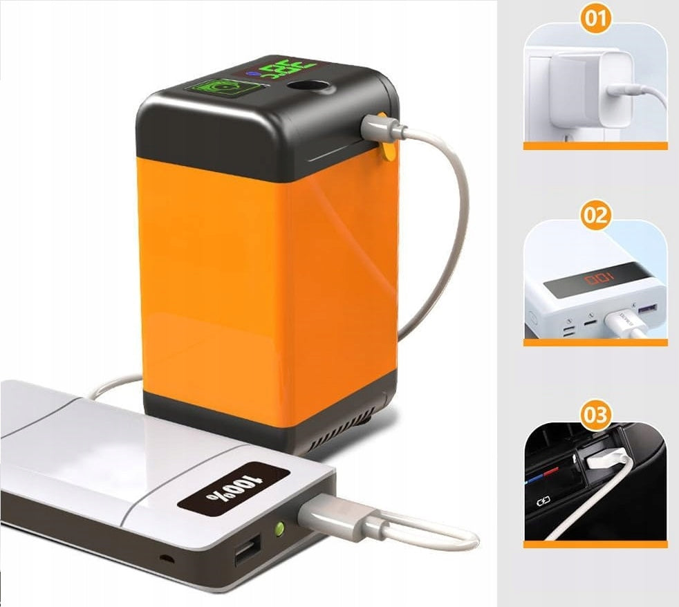 Nešiojamas turistinis dušas su elektrine pompa 4800 mAh ir LED temperatūros ekranu