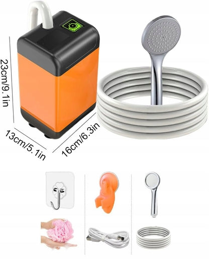 Nešiojamas turistinis dušas su elektrine pompa 4800 mAh ir LED temperatūros ekranu